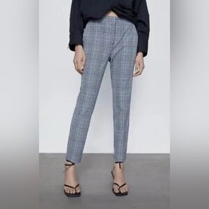 Zara Blue Plaid Trousers